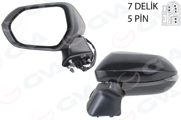 GVA 1071145 DIŞ DİKİZ AYNASI SOL ELEKTİKLİ SİNYALLİ KONV SİYAH 5 PİN Lİ TOYOTA COROLLA 19- 8794002924 ürün görseli 1