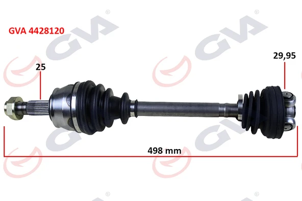 GVA 4428120 KOMPLE AKS SAĞ MİL SİZ AKS LALE SİZ GRANDE PUNTO 1.3 MJT 75HP 497mm 46308522-55700558-46308329 ürün görseli 1