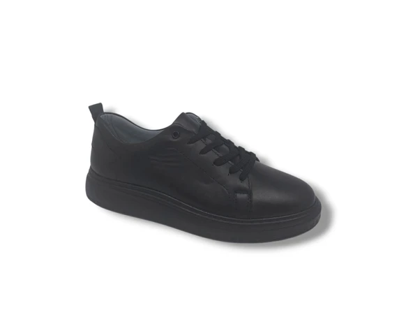 Serra 1453 Erkek Siyah Bağcıklı Hakiki Deri Kalın Taban Casual Ayakkabı - Resim 4