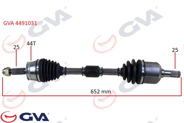 GVA 4491031 KOMPLE AKS SOL HYUNDAI ELANTRA 1.6L G4ED Benzinli 16v Otomatik vites 01-06 ABS li 25x25 - ABS 44 diş komple boy 654mm 495012D112-495012D113 ürün görseli 1