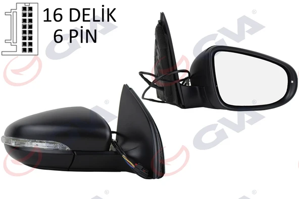 GVA 1075245 DIŞ DİKİZ AYNASI SAĞ GOLF 09> ELEKTRİKLİ ISITMALI SİNYALLİ KONVEKS 6 FİŞ VM- 6197EHPR 5K0857508AD ürün görseli 1