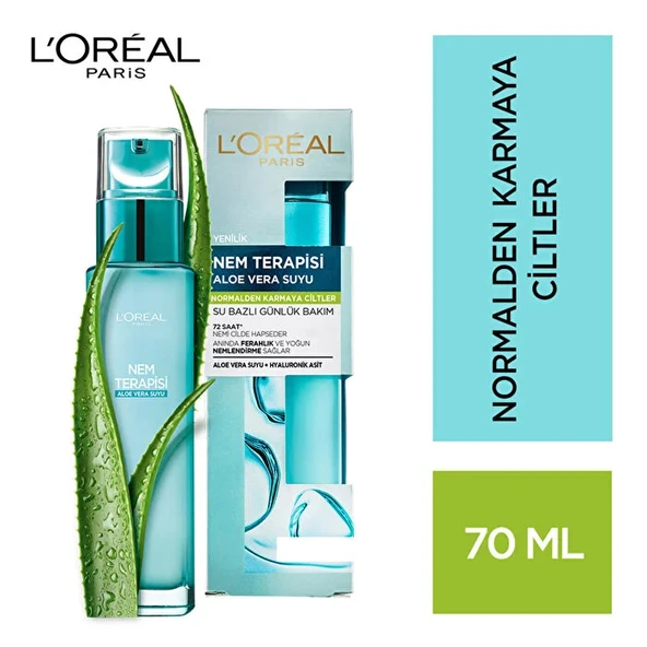 Loreal Paris Nem Terapisi Aloe Vera Suyu Normalden Karmaya Ciltler Için Su Bazlı Günlük Bakım - Resim 2