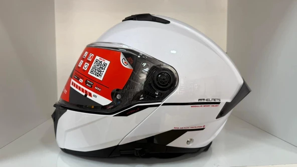 KASK MT ATOM 2 A11 ÇENE AÇILIR PARLAK BEYAZ - 2