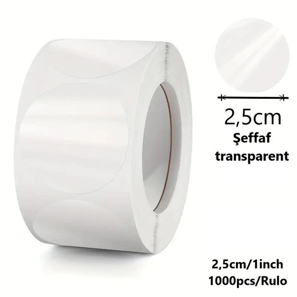 Işaretleme NOKTA Etiketi 25mm (1000 ADET Şeffaf /Transparent NOKTA ETİKET) ürün görseli 1