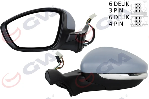 GVA 1043286 DIŞ DİKİZ AYNASI SOL P2008-P208 13> ELEKTRİKLİ ISITMALI SİNYALLİ ASTARLI KONVEKS VM-509EHPL 1607511380-1611240280 ürün görseli 1