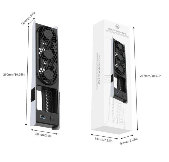 PS5 SLİM VE PRO UYUMLU RGB Lİ SOĞUTUCU FAN JYS-P5228 - Resim 4