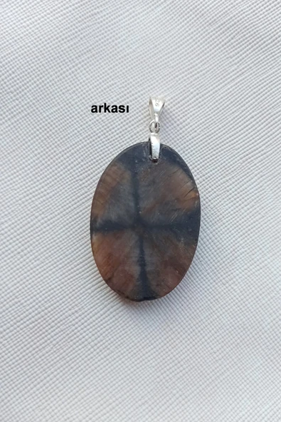 Çiyastolit (Chiastolite) Haç Taşı Kolye Ucu Gümüş Malzemeli C6-510 - 3