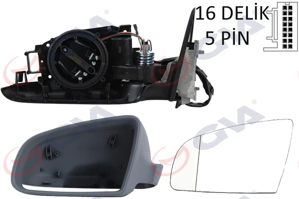 GVA 1075955 DIŞ DİKİZ AYNASI SOL A3 03> ELEKTRİKLİ ISITMALI 3 KAPILI ASTARLI ASFERİKLI 5 FİŞ VM-011EHAL 8P1858531A01C ürün görseli 1