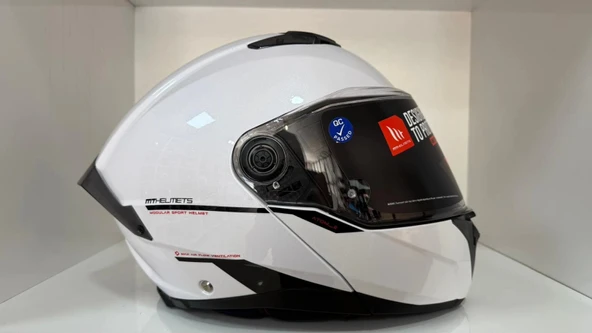 KASK MT ATOM 2 A11 ÇENE AÇILIR PARLAK BEYAZ - 4