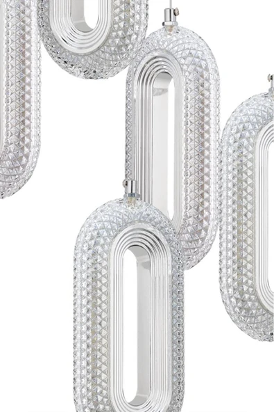 Beta 5'li Gümüş Ledli Modern Kumandalı 3 Renk Led Avize - Resim 4