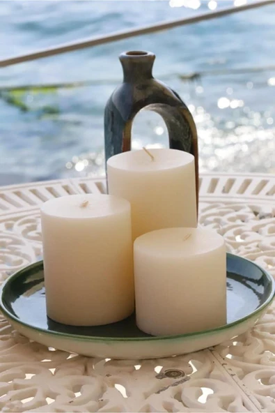 Basic Krem 3lü Mum Seti 6-8-10 cm. - 3