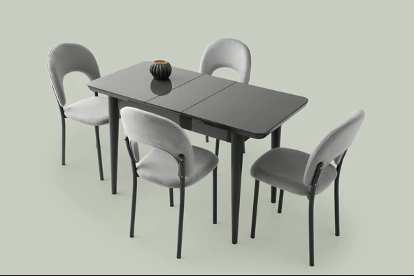 Tekno Hilal MDF Açılır Mutfak Masa Sandalye Takımı 60x100 - Resim 2