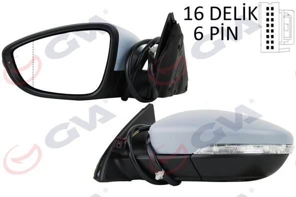 GVA 1075721 DIŞ DİKİZ AYNASI SOL JETTA 11> ELEKTRİKLİ ISITMALI SİNYALLİ ASTARLI ASFERİK 7 FİŞ VM-6381EHPAL 5C7857507B ürün görseli 1