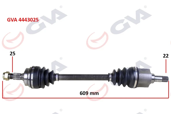 GVA 4443025 KOMPLE AKS SOL PEUGEOT 306 1.6 93-00 609mm 3272.T3-3272.H7-3272.77 ürün görseli