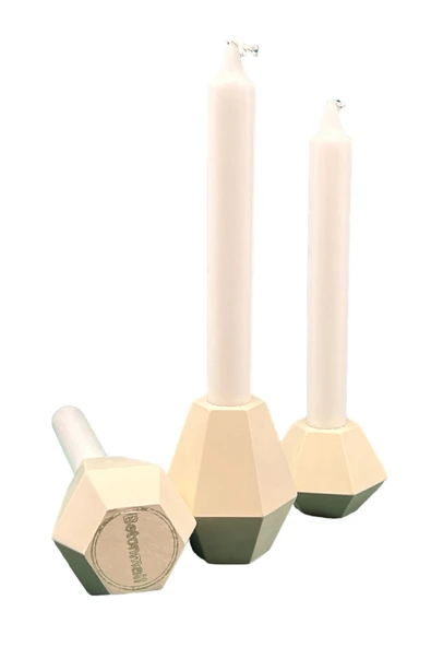 3'lü Dekoratif Beton Mumluk Şamdan - 2
