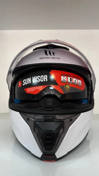 KASK MT ATOM 2 A11 ÇENE AÇILIR PARLAK BEYAZ - 3