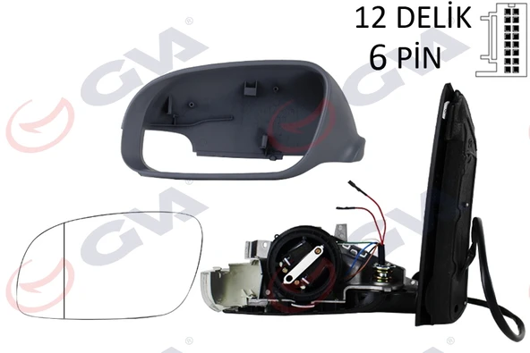 GVA 1075606 DIŞ DİKİZ AYNASI SOL TOURAN 03> ELEKTRİKLİ ISITMALI SİNYALLİ ASTARLI ASFERİK 6 FİŞ VM-374EHPR 1T1857507F ürün görseli 1