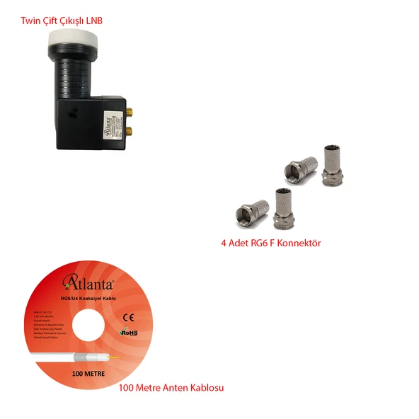 Çiftli LNB Hazır Set (LNB + Kablo + Konnektör) ürün görseli
