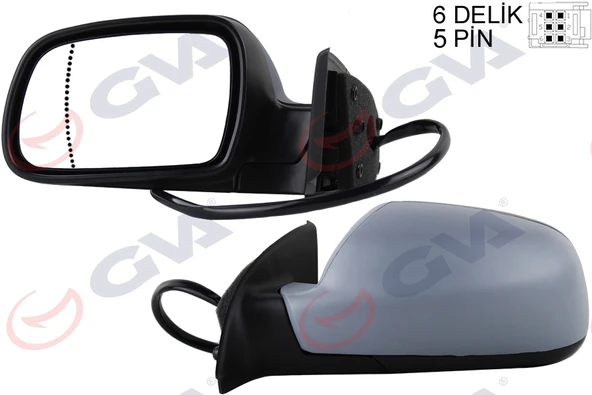 GVA 1043311 DIŞ DİKİZ AYNASI SOL 307 02> ELEKTRİKLİ ISITMALI ASTARLI ASFERİK 5 FİŞ VM-207EHPAL 8149.AW-8152.57-8152.75 ürün görseli 1