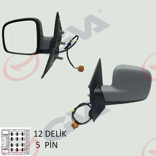 GVA 1075528 DIŞ DİKİZ AYNASI SOL TRANSPORTER T5 CARAVELLE 04> ELEKTRİKLİ ISITMALI ASTARLI ASFERİK 5 FİŞ VM-373EHPAL 7H1857507A9B9-7H1857521A ürün görseli 1