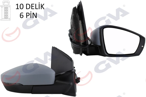 GVA 1075458 DIŞ DİKİZ AYNASI SAĞ POLO 09> ELEKTRİKLİ ISITMALI ASTARLI KONVEKS 6 FİŞ VM-388NEHPR 6R1857508K-6R1857508M ürün görseli 1
