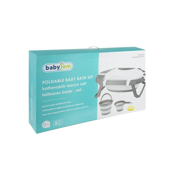 Babyjem 5 Parça Bebek Katlanır Küvet Seti Turkuaz (Havlu Fileli) - 6