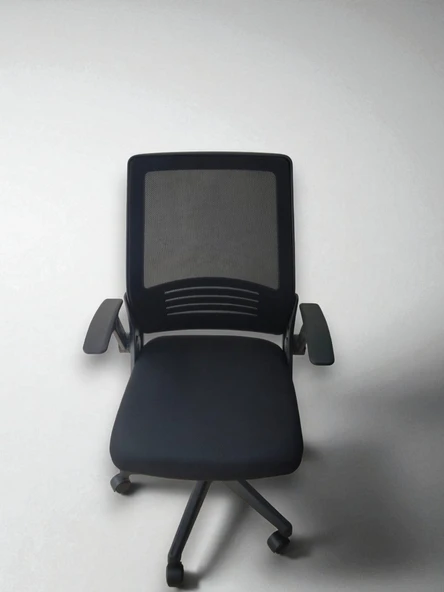 Yağmur Ofis Katlanır Kollu Çalışma Sandalyesi MONTAJLI Ofis ve Bilgisayar Koltuğu Siyah Kol Siyah Kumaş - 2