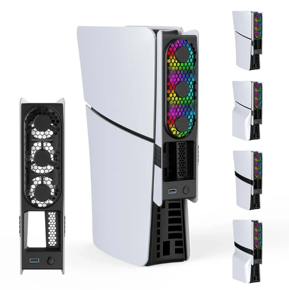 PS5 SLİM VE PRO UYUMLU RGB Lİ SOĞUTUCU FAN JYS-P5228 - Resim 2