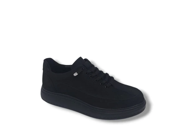 Modesa 265 Erkek Siyah Crazy Deri Lastik Bağcıklı Poli Taban ( Hafif ) Ayakkabı - Resim 4