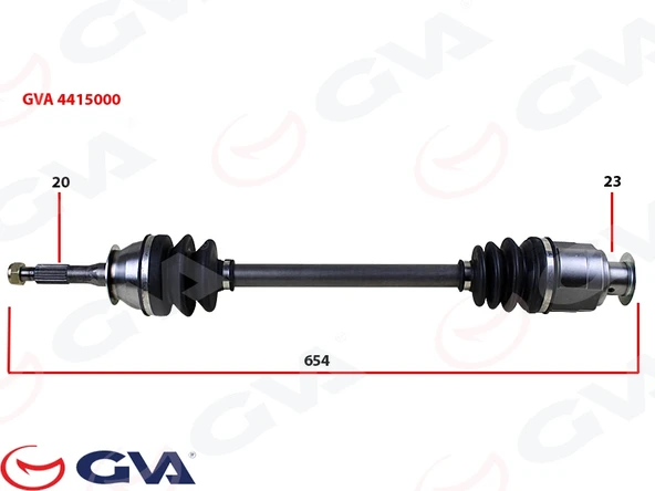 GVA 4415000 KOMPLE AKS SAĞ/SOL RENAULT 12 654mm 7701348085-7701498786 ürün görseli