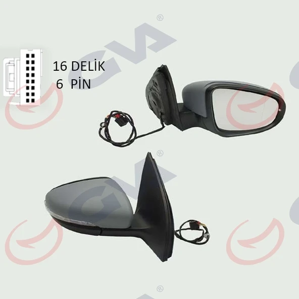 GVA 1075247 DIŞ DİKİZ AYNASI SAĞ GOLF 09> ELEKTRİKLİ ISITMALI ASTARLI SİNYALLİ KONVEKS 6 FİŞ VM-6197EHPR 5K0857508AD ürün görseli 1