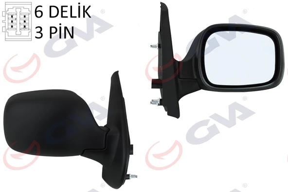 GVA 1016130 DIŞ DİKİZ AYNASI SAĞ KANGOO 01> ELEKTRİKLİ ISITMALI ASFERİK 5 FİŞ VM-132NEHR 7700354639 ürün görseli 1