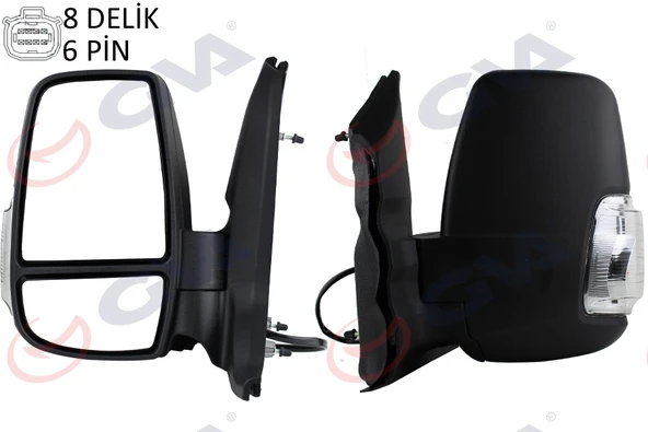 GVA 1032101 DIŞ DİKİZ AYNASI SOL TRANSIT 14> ELEKTRİKLİ ISITMALI BEYAZ SİNYALLİ DESENLİ KONVEKS 6 FİŞ VM-6329EHL 1911145-BK3117683EA5JA ürün görseli 1
