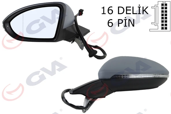 GVA 1075261 DIŞ DİKİZ AYNASI SOL GOLF 13> ELEKTRİKLİ ISITMALI SİNYALLİ ASTARLI ASFERİK 6 FİŞ VM-6187EHPAL 5G1857507AF9B9-5G0857537CGRU ürün görseli 1