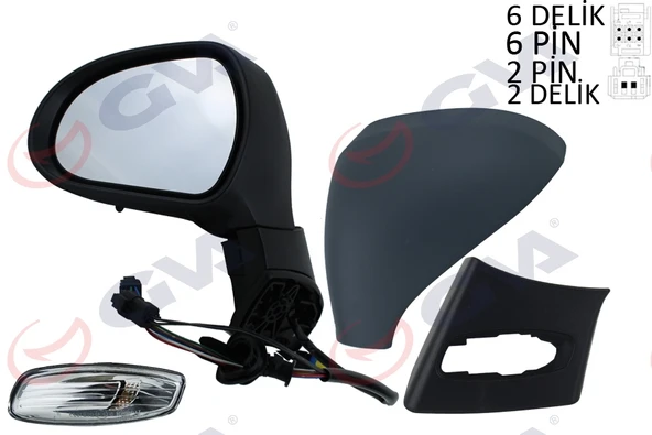 GVA 1043351 DIŞ DİKİZ AYNASI SOL 308 07> ELEKTRİKLİ ISITMALI SİNYALLİ SENSÖRLÜ ASTARLI KONVENKS 6 FİŞ VM-6308EHPSR 8153.NE-8152F1-8151LX ürün görseli 1