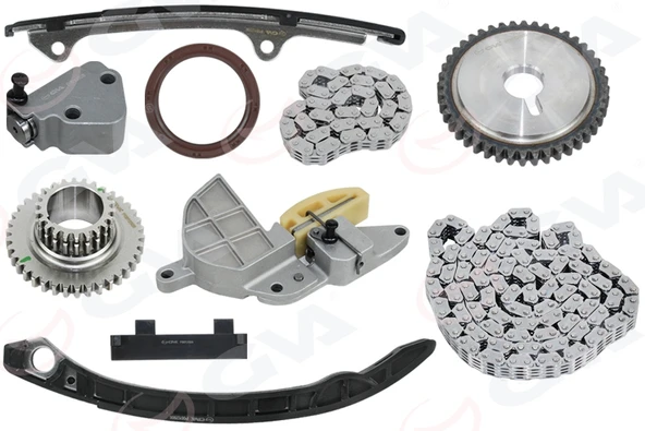 GVA 59C9938 EKSANTRİK ZİNCİR SETİ NISSAN X-TRAIL 2.0L QR20 T30 01-06 2.5L QR25DE T30 01-06 / PRIMERA 2.0L QR20 P12 03-> KOMPLE KİT 130286N20A-150416N215-130706N215 ürün görseli 1