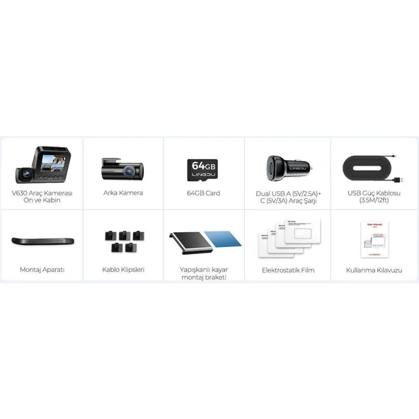 Lingdu V630 4K 3 Kameralı (Ön, Arka, Kabin) Akıllı Araç Kamerası - 2
