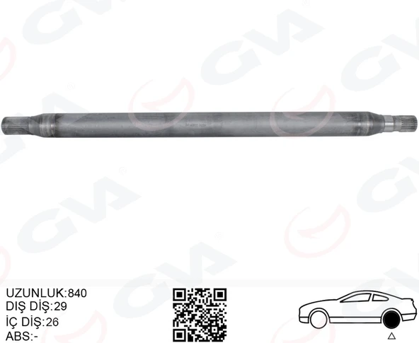 GVA 4499153 AKS MILI ARKA SOL INCE KISA 840mm MERCEDES SPRINTER B906 . VW CRAFTER 30-35-50 Z:26-29 A9063502510-2E0501171E ürün görseli