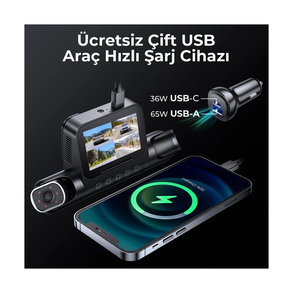 Azdome M660 4K 4 Kameralı 360 Derece Araç Kamerası - 8