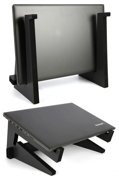 Ayarlanabilir Kademeli Ahşap Laptop Standı Notebook Yükseltici Macbook Tutucu 13" 14" 15" 16" 17" - 1