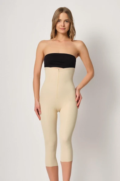 TEN MI Emay 2868 Fermuarlı Kapri Tayt Lazer Korse - Resim 3