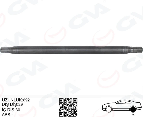GVA 4499159 AKS MILI ARKA SAG KALIN UZUN 892mm MERCEDES SPRINTER B906 . VW CRAFTER 30-35-50 Z:29-30 A9063504010-2E0501172B ürün görseli 1