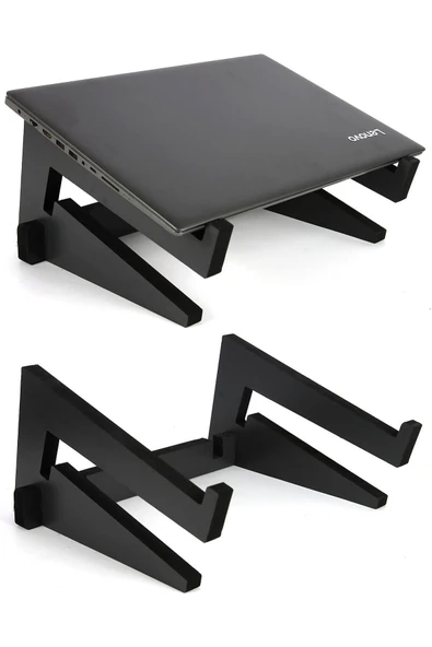 Ayarlanabilir Kademeli Ahşap Laptop Standı Notebook Yükseltici Macbook Tutucu 13" 14" 15" 16" 17" - 3