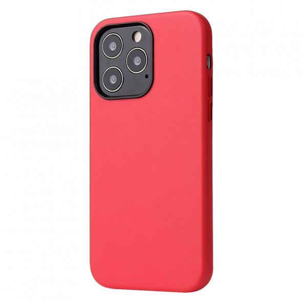 KNY Apple İphone 13 Pro Max Kılıf İçi Süet Gerçek Deri Eyzi Kapak Kırmızı