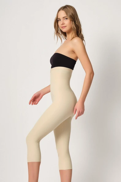 TEN MI Emay 2868 Fermuarlı Kapri Tayt Lazer Korse - Resim 2