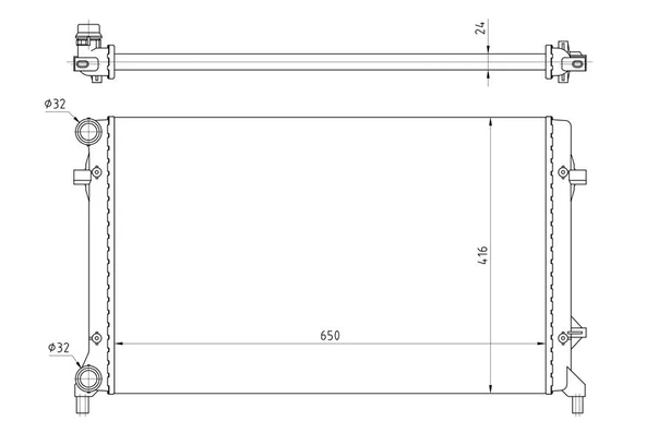 GVA 3175055 RADYATÖR GOLF V-CADDY III-JETTA III-PASSAT-TOURAN-A3-LEON-OCTAVIA AC KLİMASIZ MEK OTOM 650x416x24 BRAZING 1K0121251E-1K0121251P-1K0121251Q ürün görseli 1