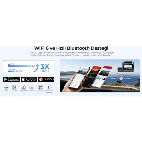 Lingdu V630 4K 3 Kameralı (Ön, Arka, Kabin) Akıllı Araç Kamerası - 4