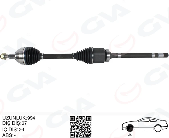 GVA 4434000 ON AKS KOMPLE SAG KUGA I 08>13 2.0 TDCI 8V413B436AC-8V413B436AD-1683584 ürün görseli 1