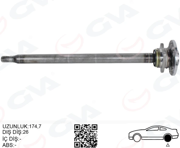 GVA 4499156 AKS MILI ARKA SAG INCE UZUN 893mm MERCEDES SPRINTER B906 . VW CRAFTER 30-35-50 Z:26-29 PORYALI A9063503810-2E0501172D ürün görseli