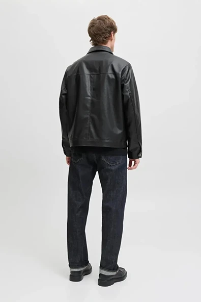 Jack&jones 12278839 Erkek Deri Mont - Siyah - Resim 3